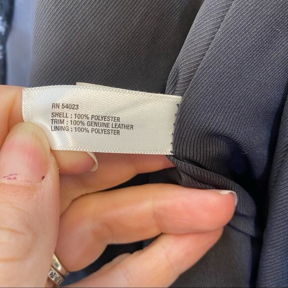 Gap Brown Leather Boucle Tweed Moto Jacket M - Picture 8 of 12